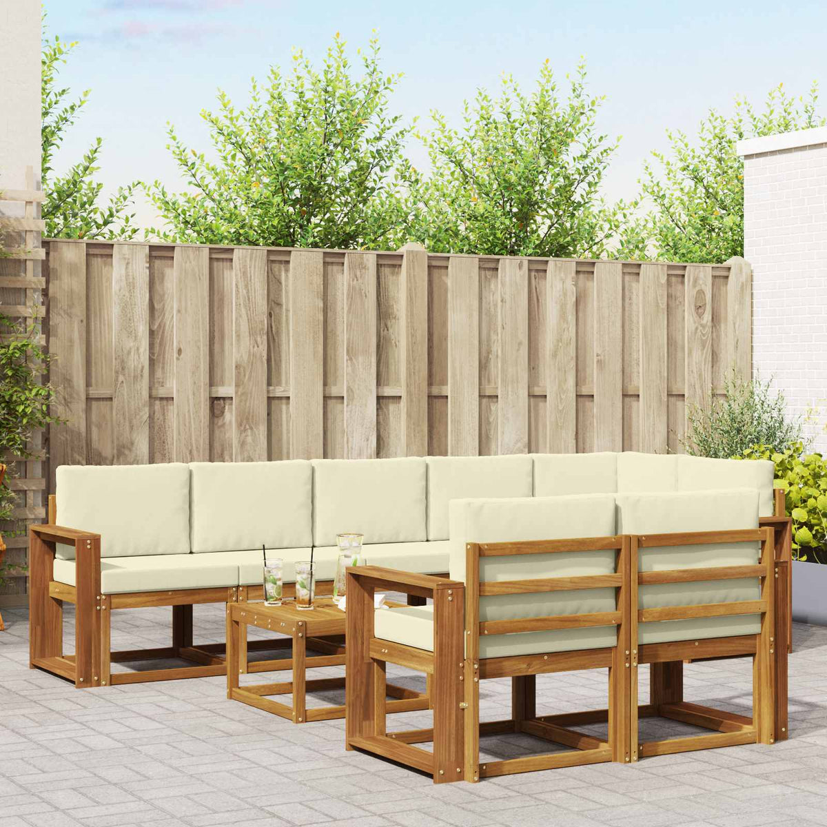 Set vanjskih sofa 9 kom. Prirodna i krem