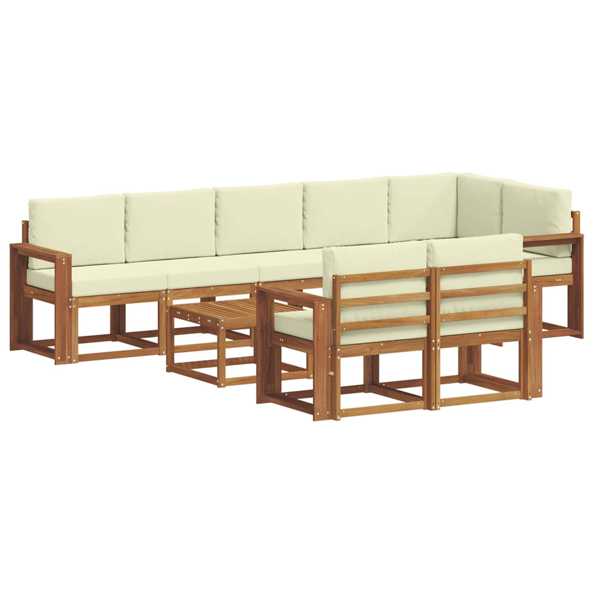Set vanjskih sofa 9 kom. Prirodna i krem