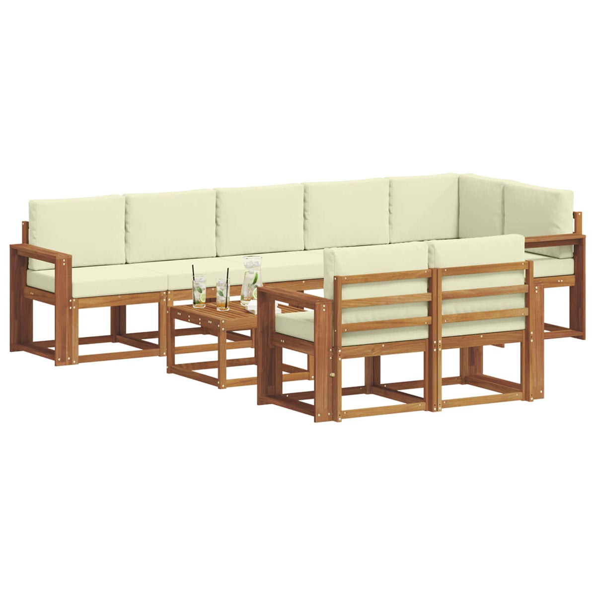 Set vanjskih sofa 9 kom. Prirodna i krem