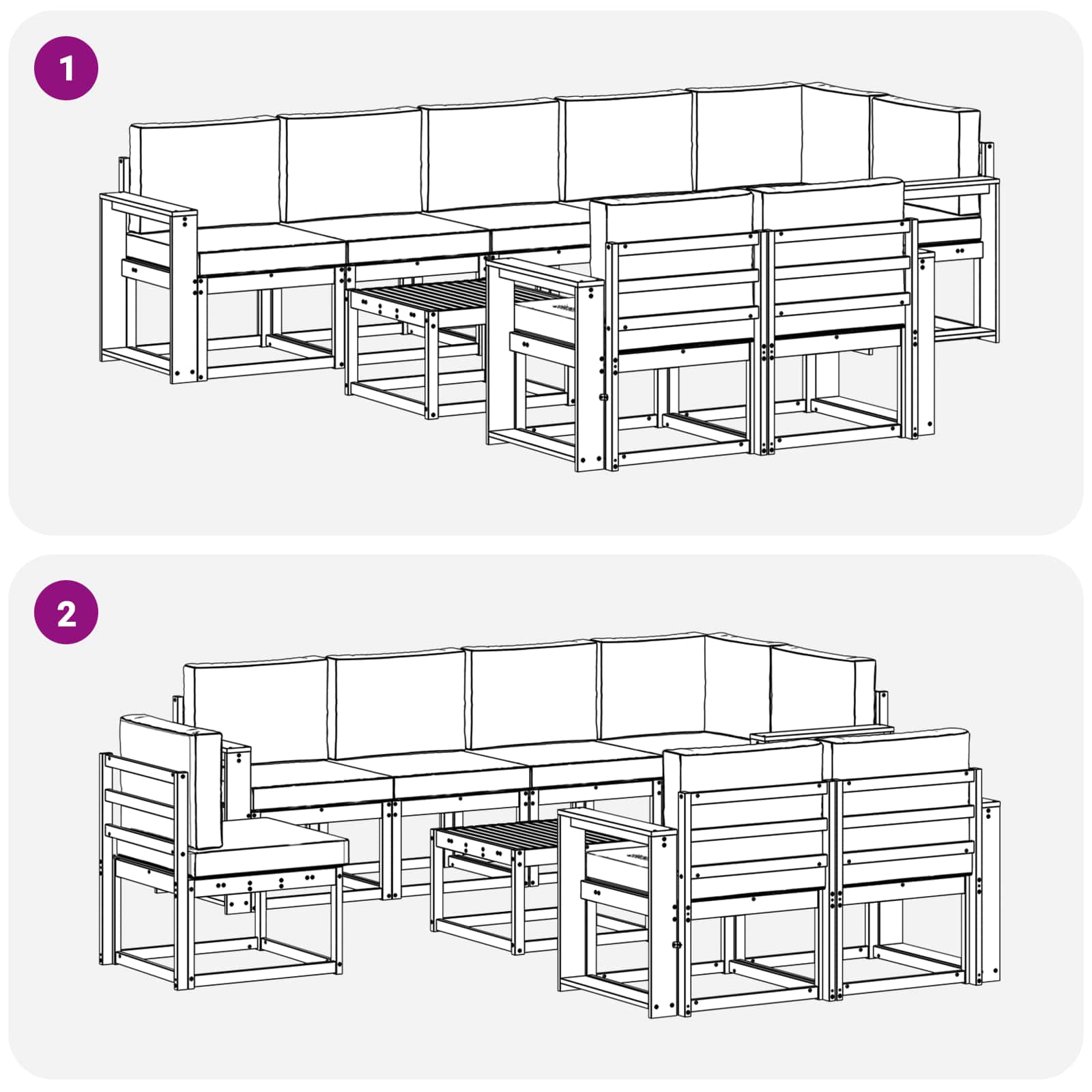 Set vanjskih sofa s jastukom 9 pcs Prirodna i antracit
