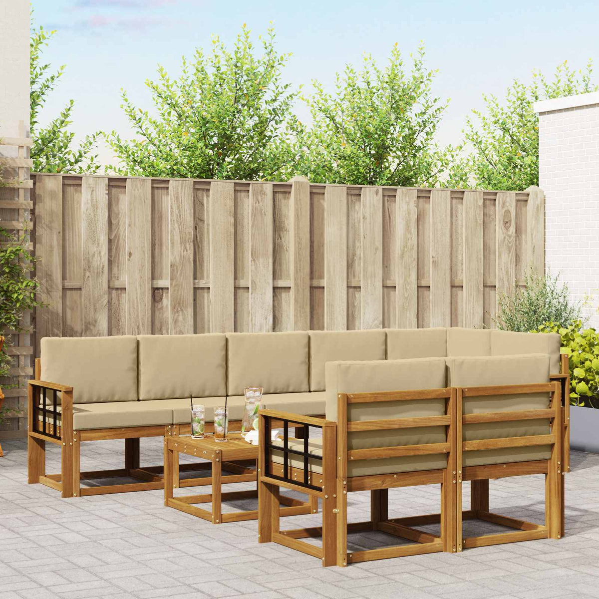 Set vanjskih sofa 9 kom. Prirodna i bež