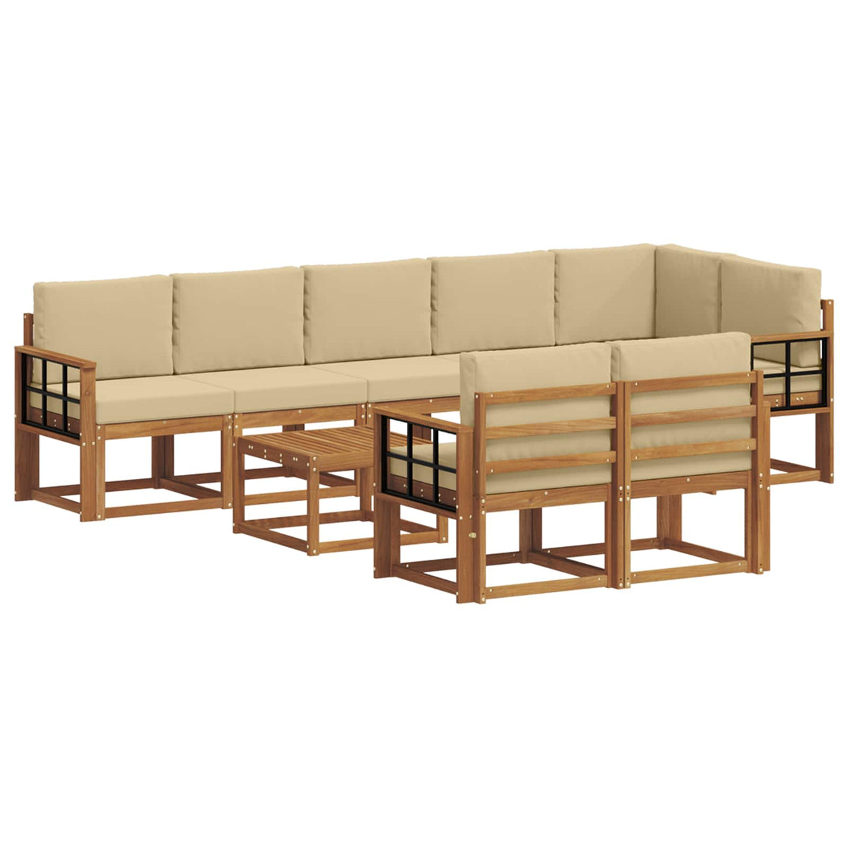 Set vanjskih sofa 9 kom. Prirodna i bež
