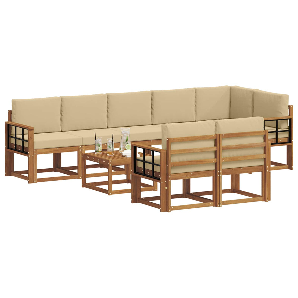 Set vanjskih sofa 9 kom. Prirodna i bež