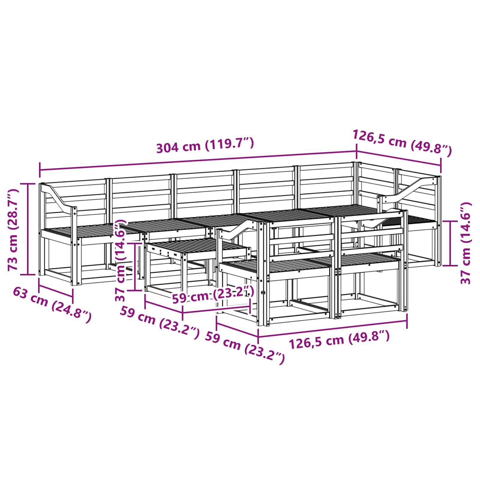 Set vanjskih sofa 9 pcs Prirodna Čvrsto drvo akacije