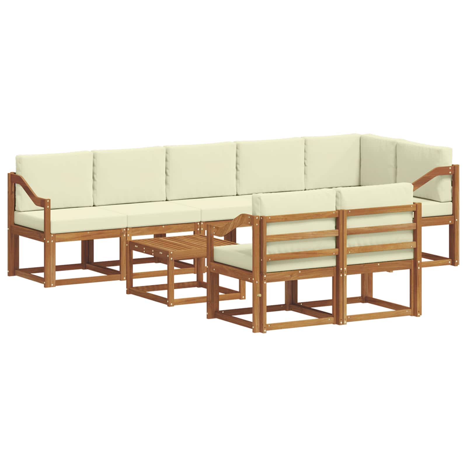 Set vanjskih sofa s jastukom 9 pcs Prirodna i krem