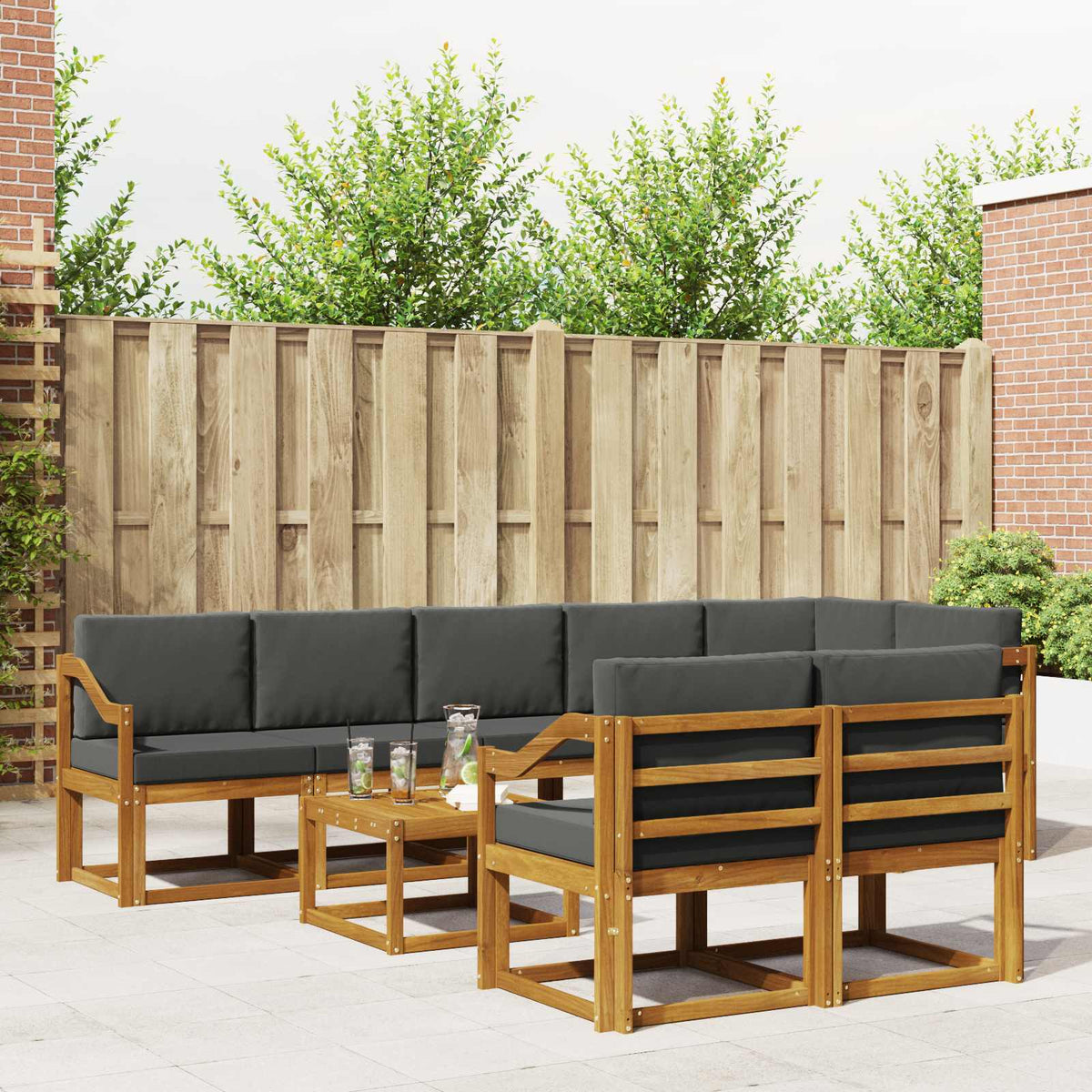 Set vanjskih sofa 9 kom. Prirodna i antracit