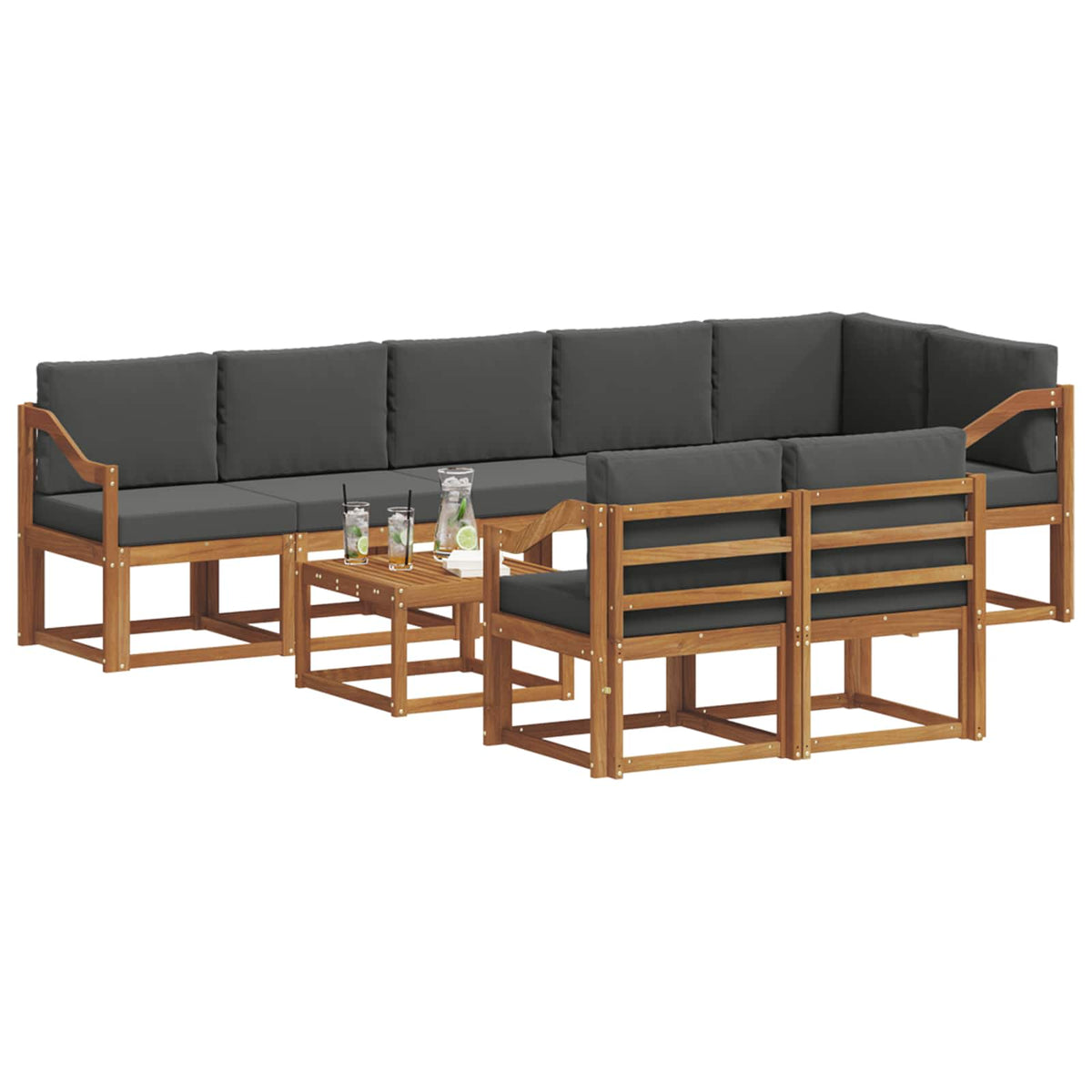 Set vanjskih sofa 9 kom. Prirodna i antracit