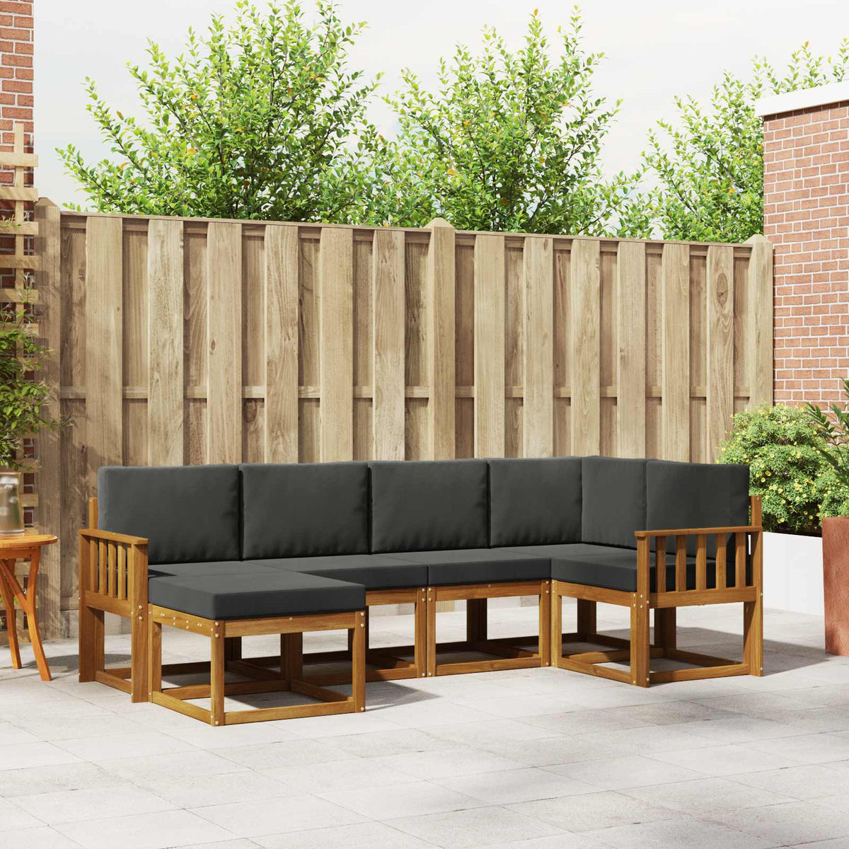 Set vanjskih sofa s jastukom 6 pcs Prirodna i antracit