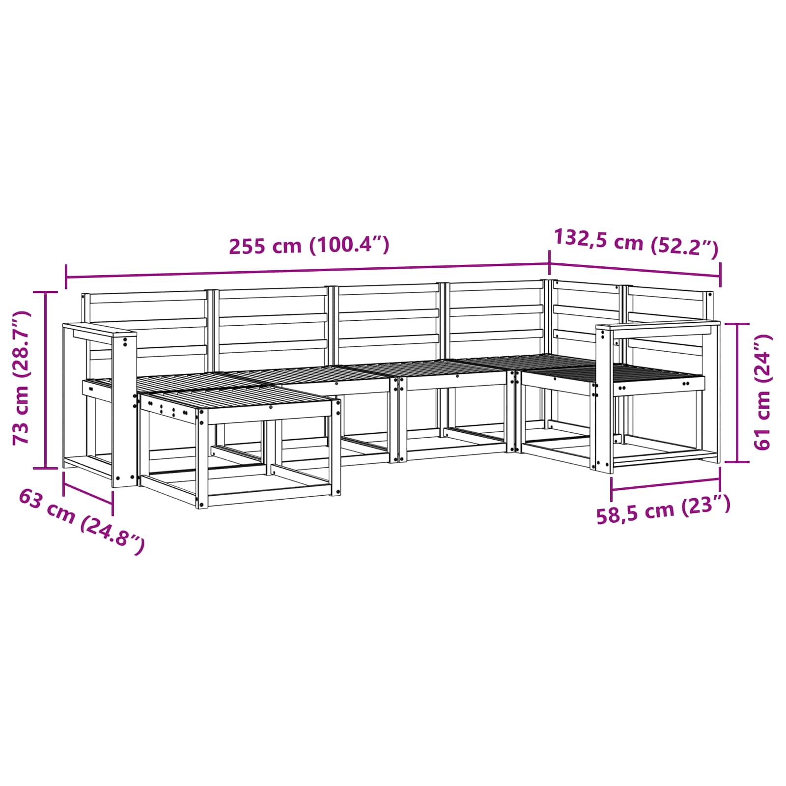 Set vanjskih sofa 6 pcs Prirodna