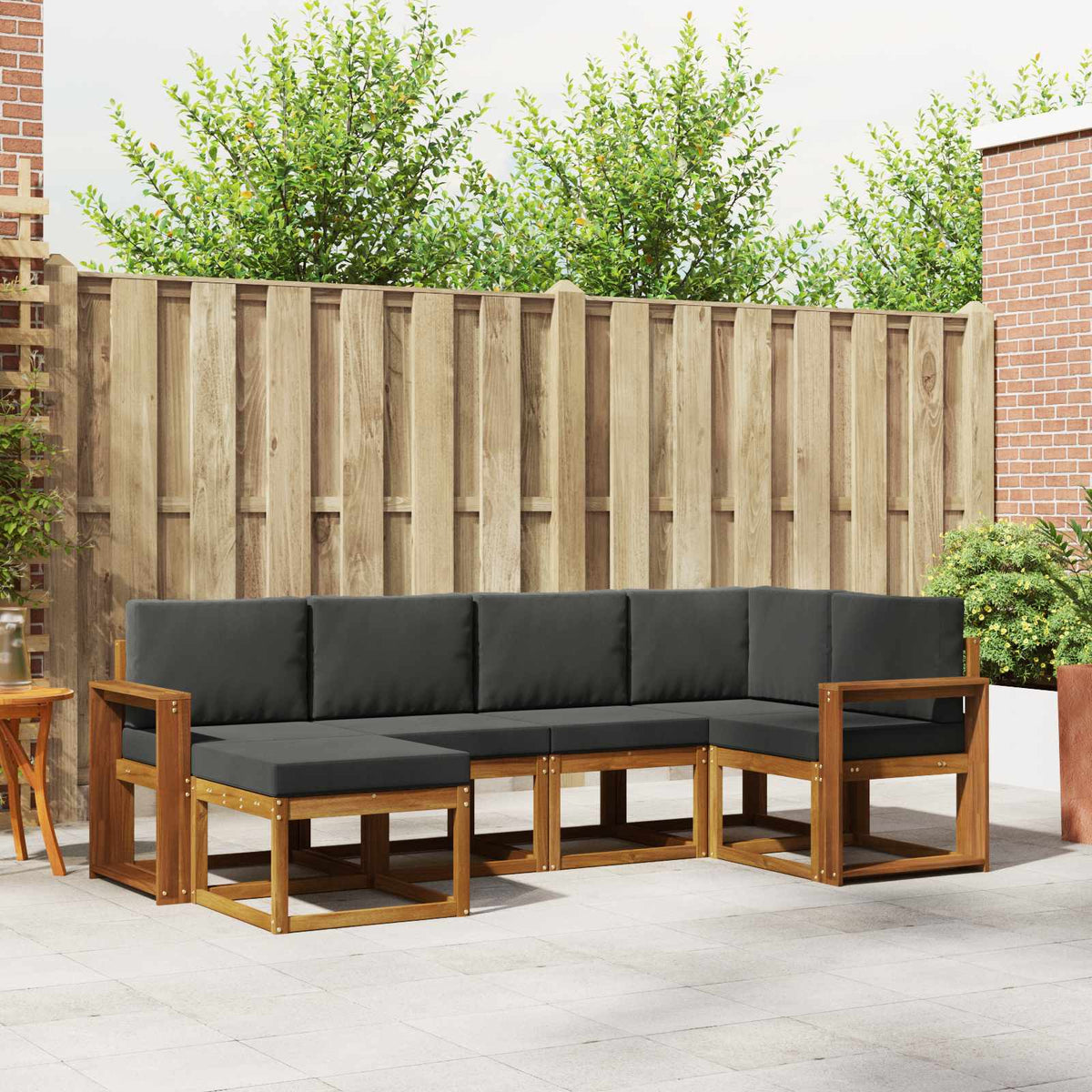 Set vanjskih sofa s jastukom 6 pcs Prirodna i antracit