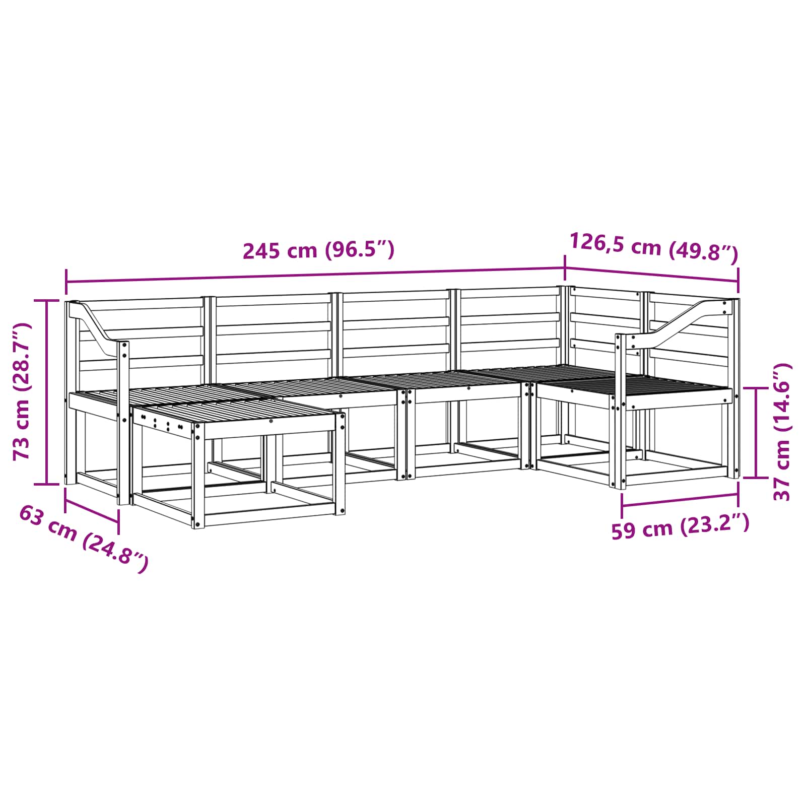 Set vanjskih sofa 6 pcs Prirodna