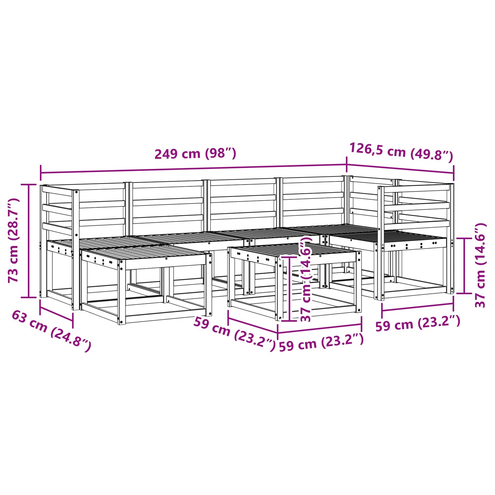 Set vanjskih sofa Prirodna Čvrsto drvo akacije