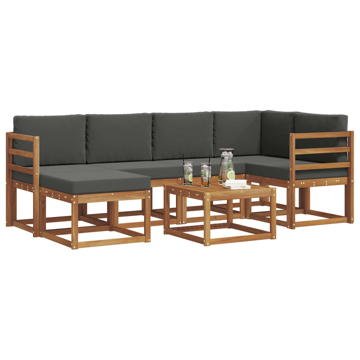 Set vanjskih sofa 7 kom. Prirodna i antracit