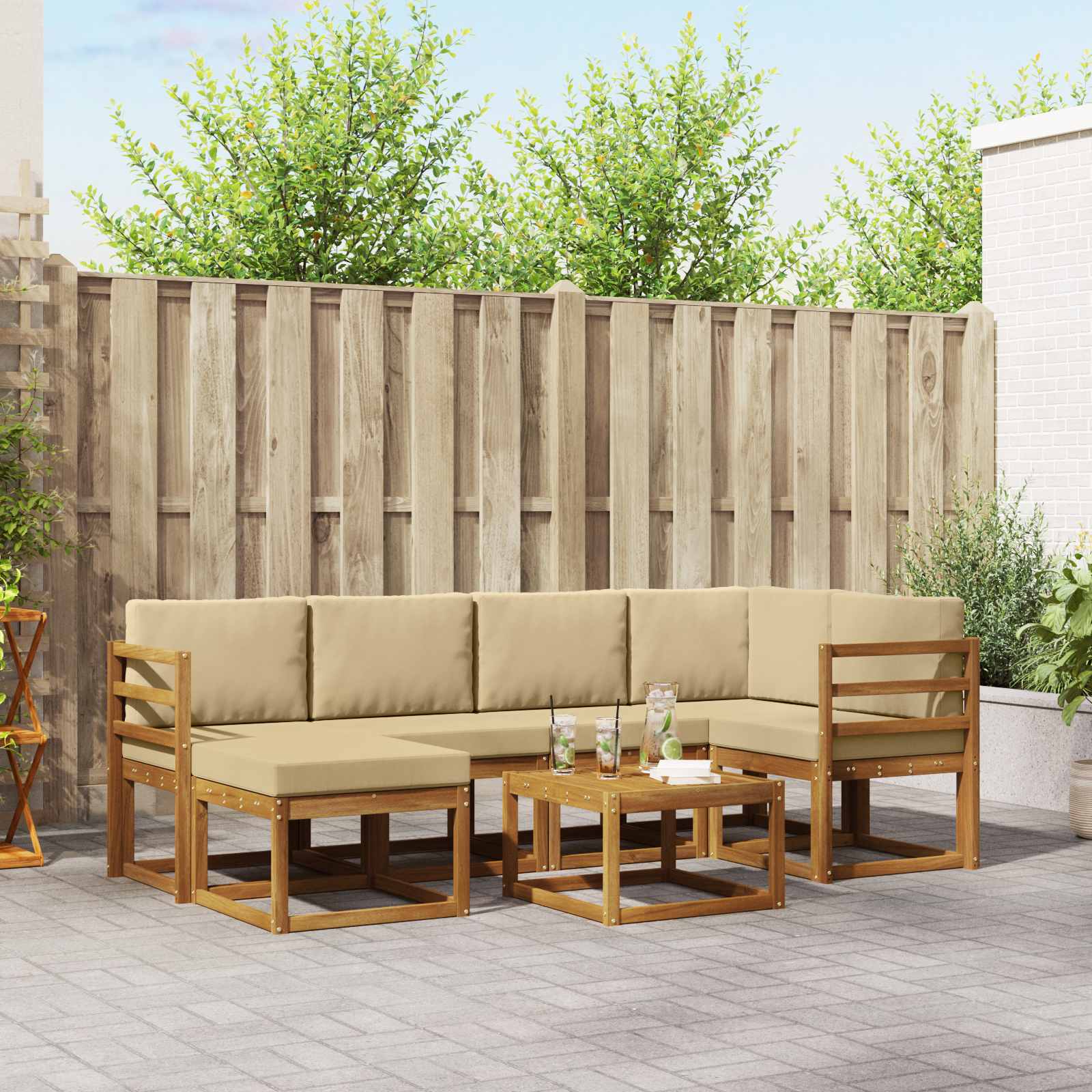 Set vanjskih sofa 7 kom. Prirodna i bež