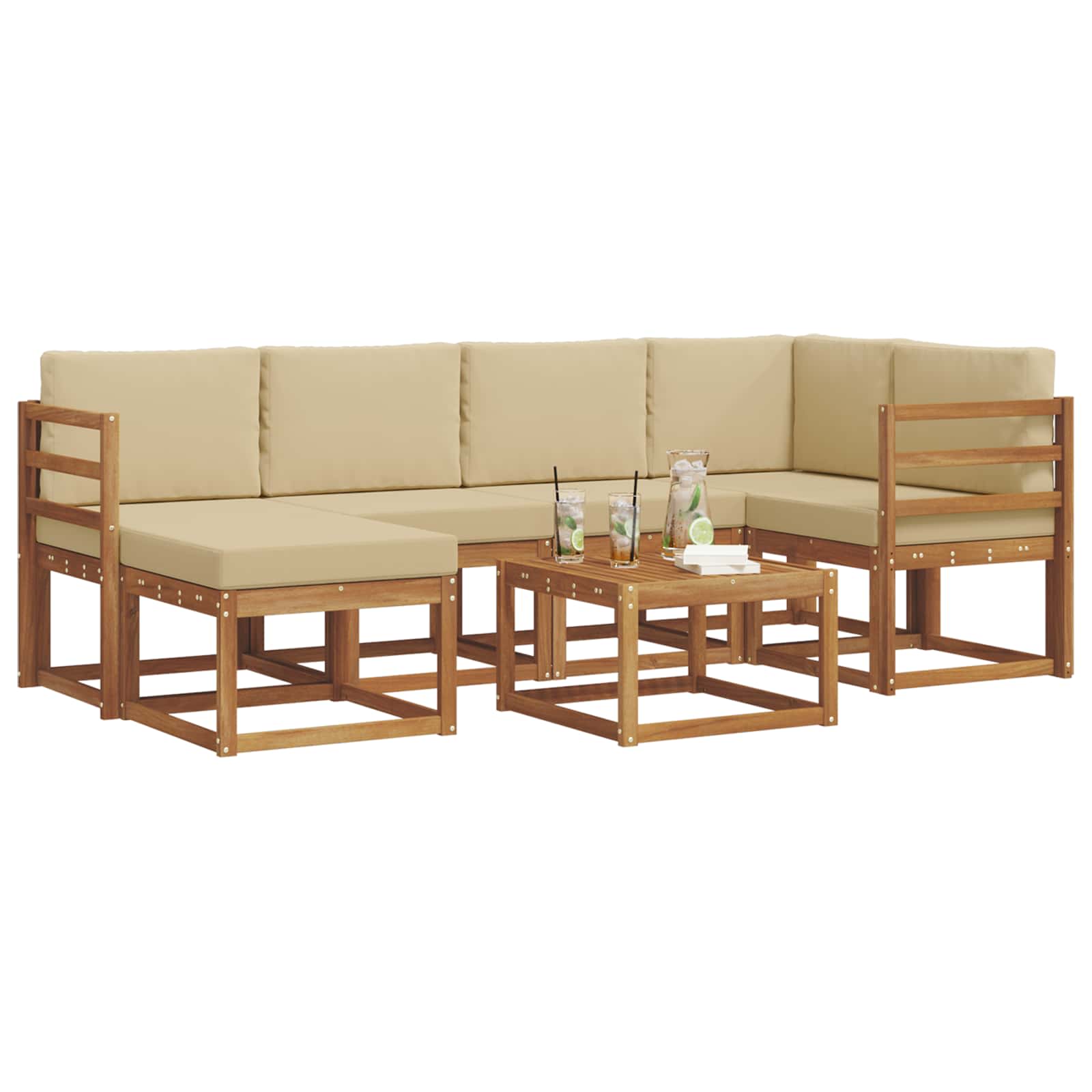 Set vanjskih sofa 7 kom. Prirodna i bež