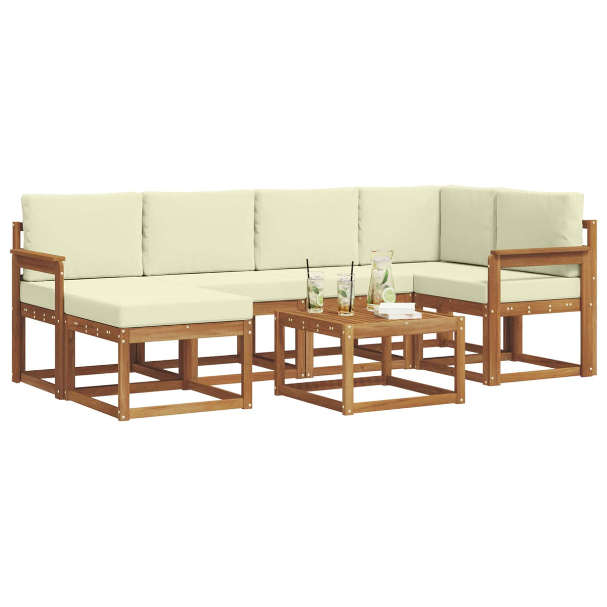 Set vanjskih sofa 7 kom. Prirodna i krem
