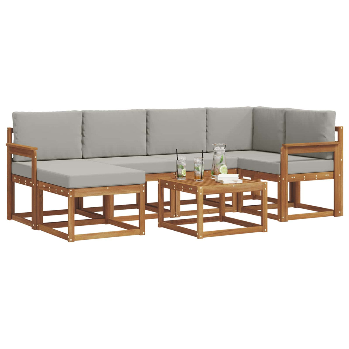 Set vanjskih sofa 7 kom. Prirodna i svijetlo siva