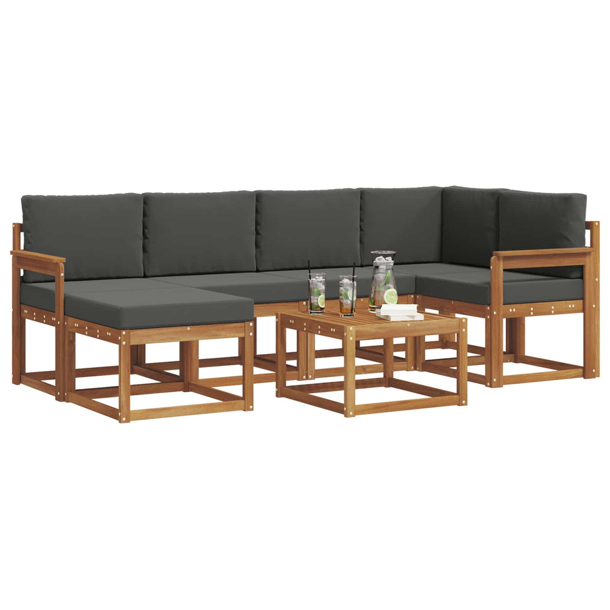Set vanjskih sofa 7 kom. Prirodna i antracit