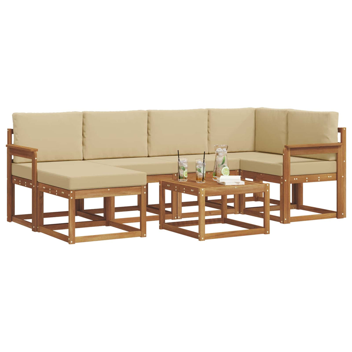 Set vanjskih sofa 7 kom. Prirodna i bež