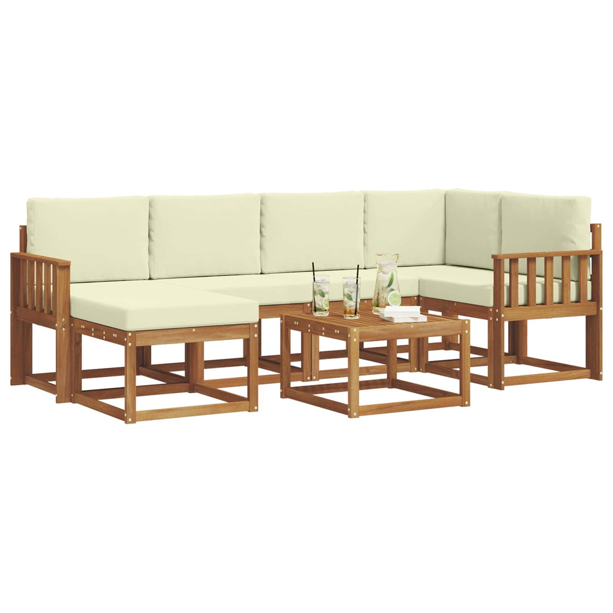 Set vanjskih sofa 7 kom. Prirodna i krem