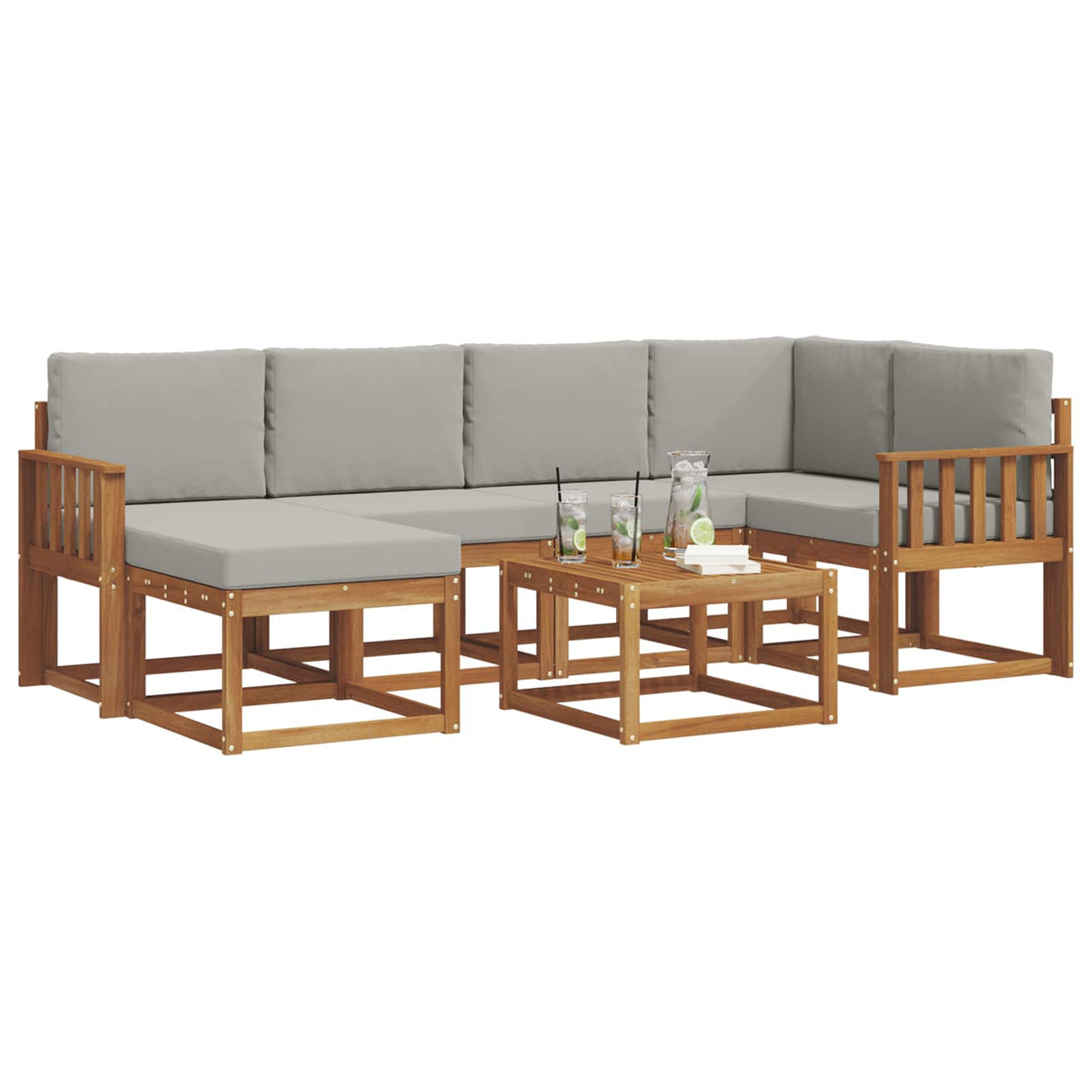 Set vanjskih sofa 7 kom. Prirodna i svijetlo siva