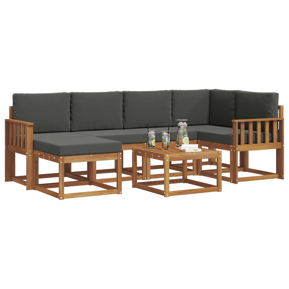 Set vanjskih sofa 7 kom. Prirodna i antracit