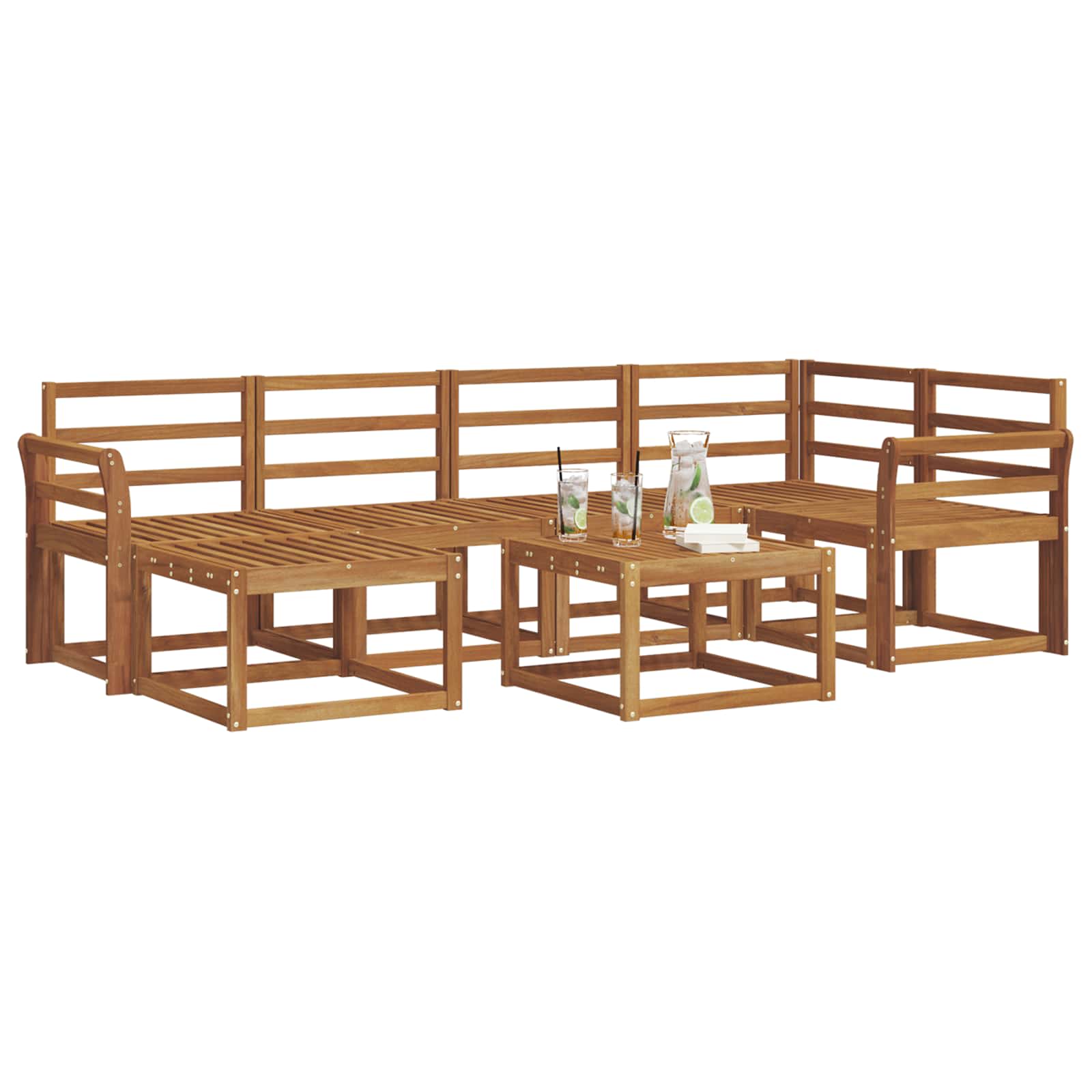 Set vanjskih sofa 7 pcs Prirodna Čvrsto drvo akacije