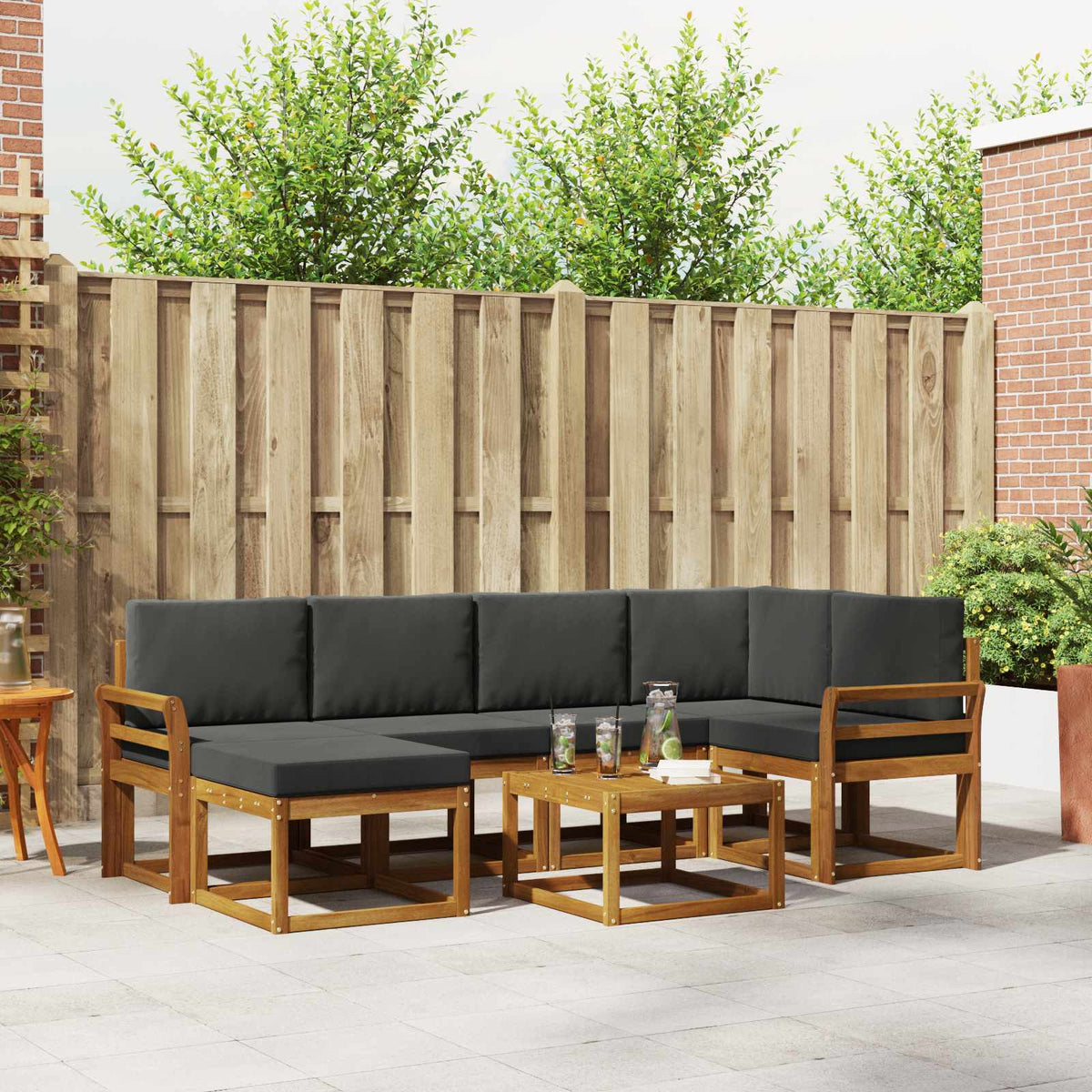Set vanjskih sofa 7 kom. Prirodna i antracit