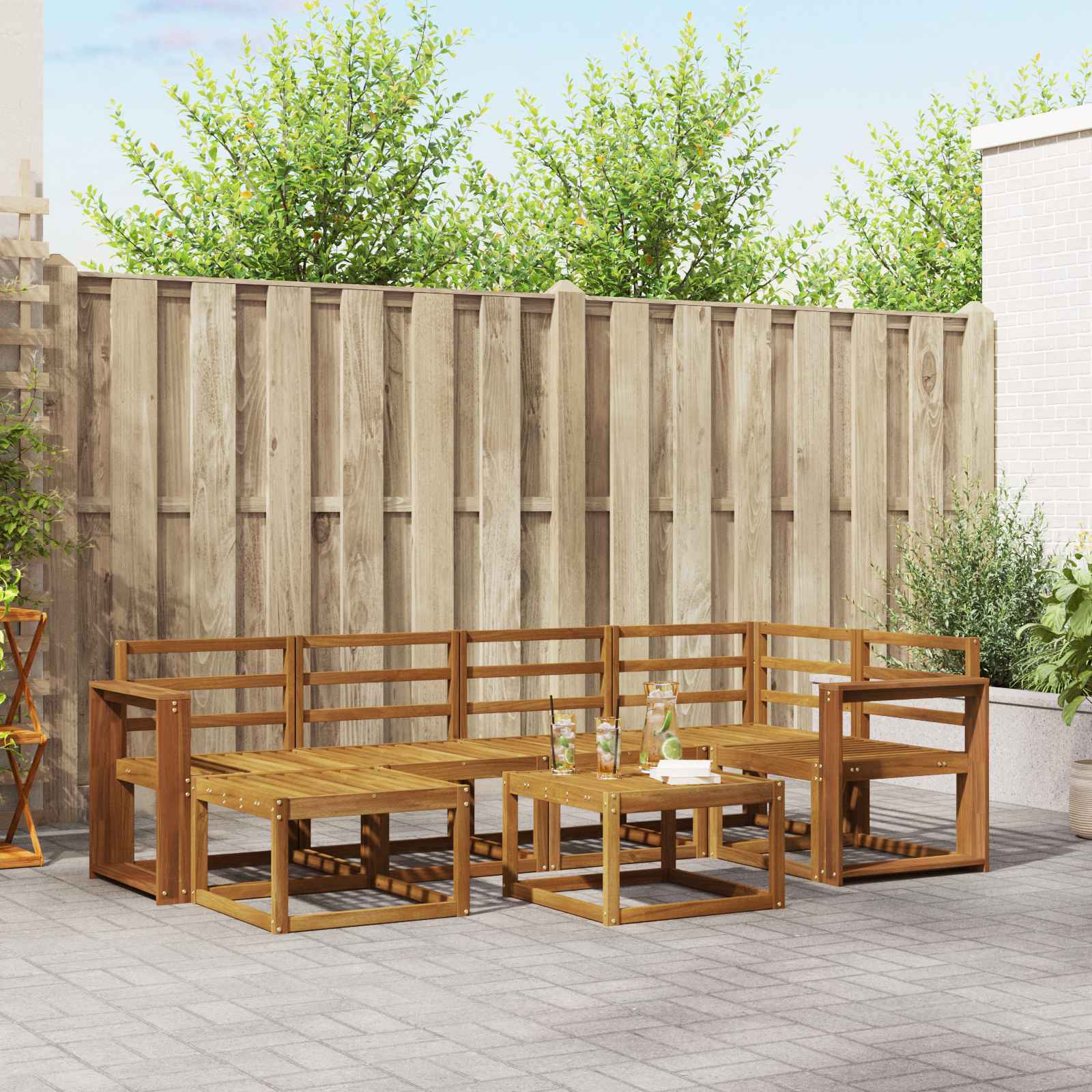 Set vanjskih sofa 7 pcs Prirodna Čvrsto drvo akacije