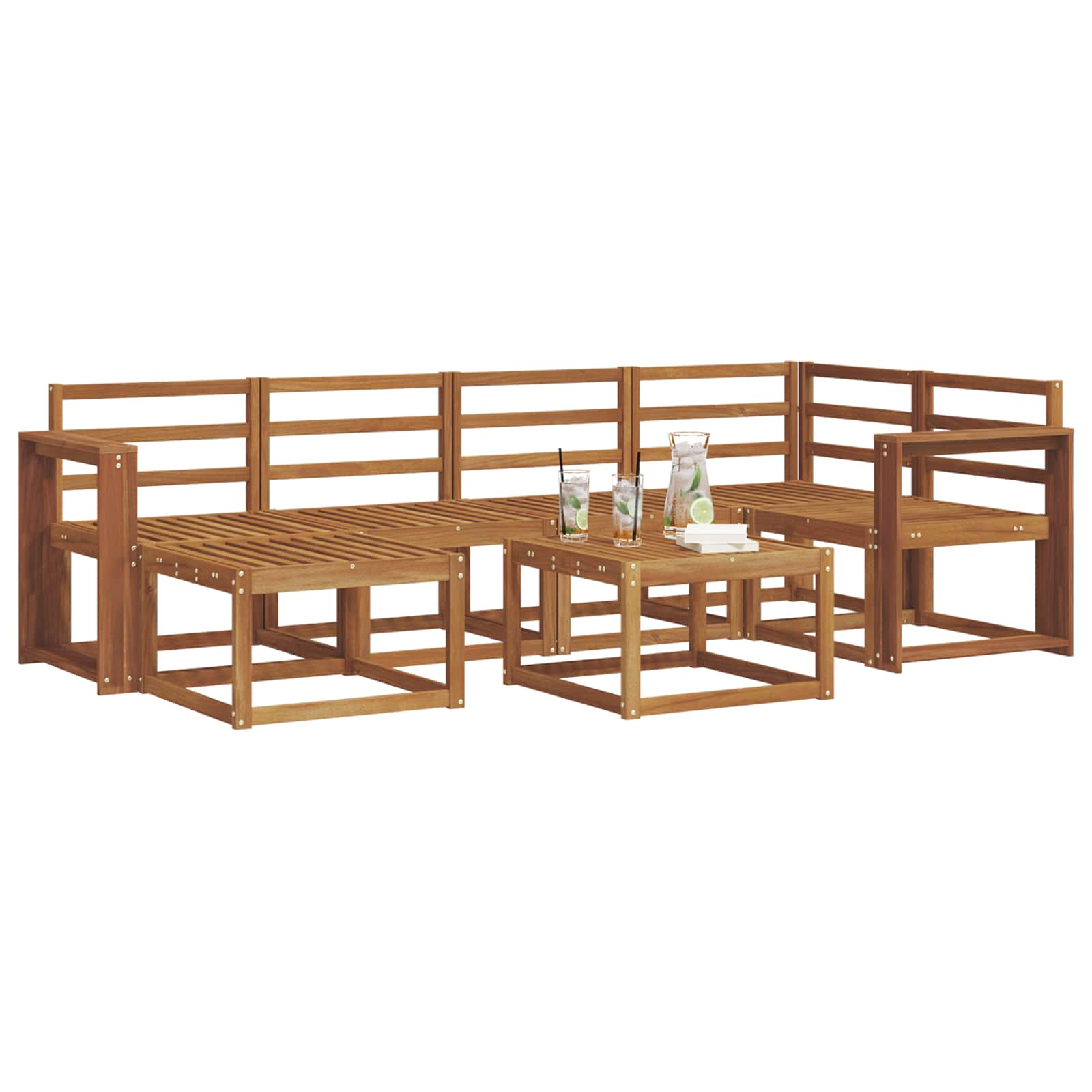 Set vanjskih sofa 7 pcs Prirodna Čvrsto drvo akacije