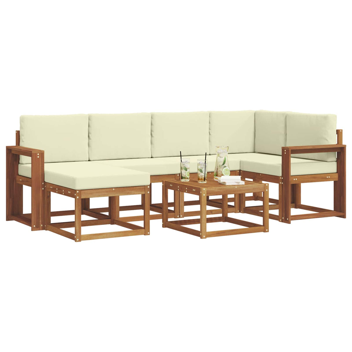 Set vanjskih sofa 7 kom. Prirodna i krem