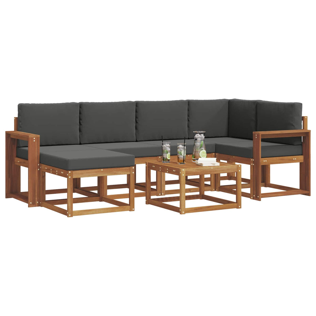 Set vanjskih sofa 7 kom. Prirodna i antracit