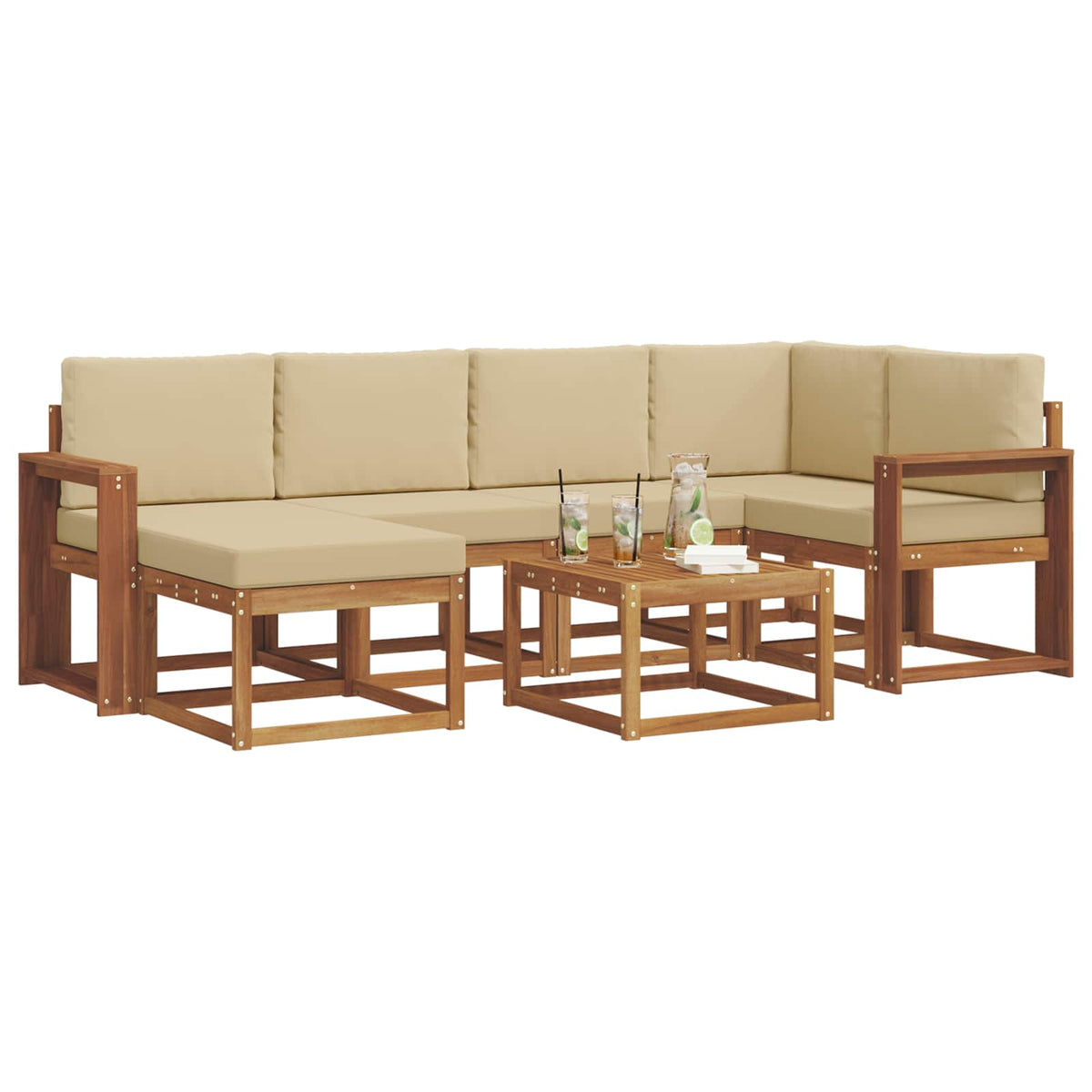 Set vanjskih sofa 7 kom. Prirodna i bež