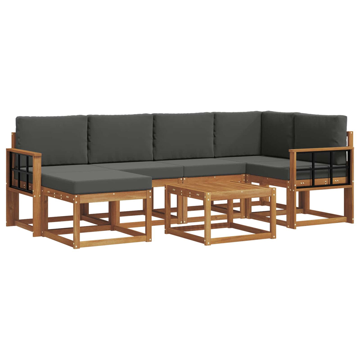 Set vanjskih sofa 7 kom. Prirodna i antracit