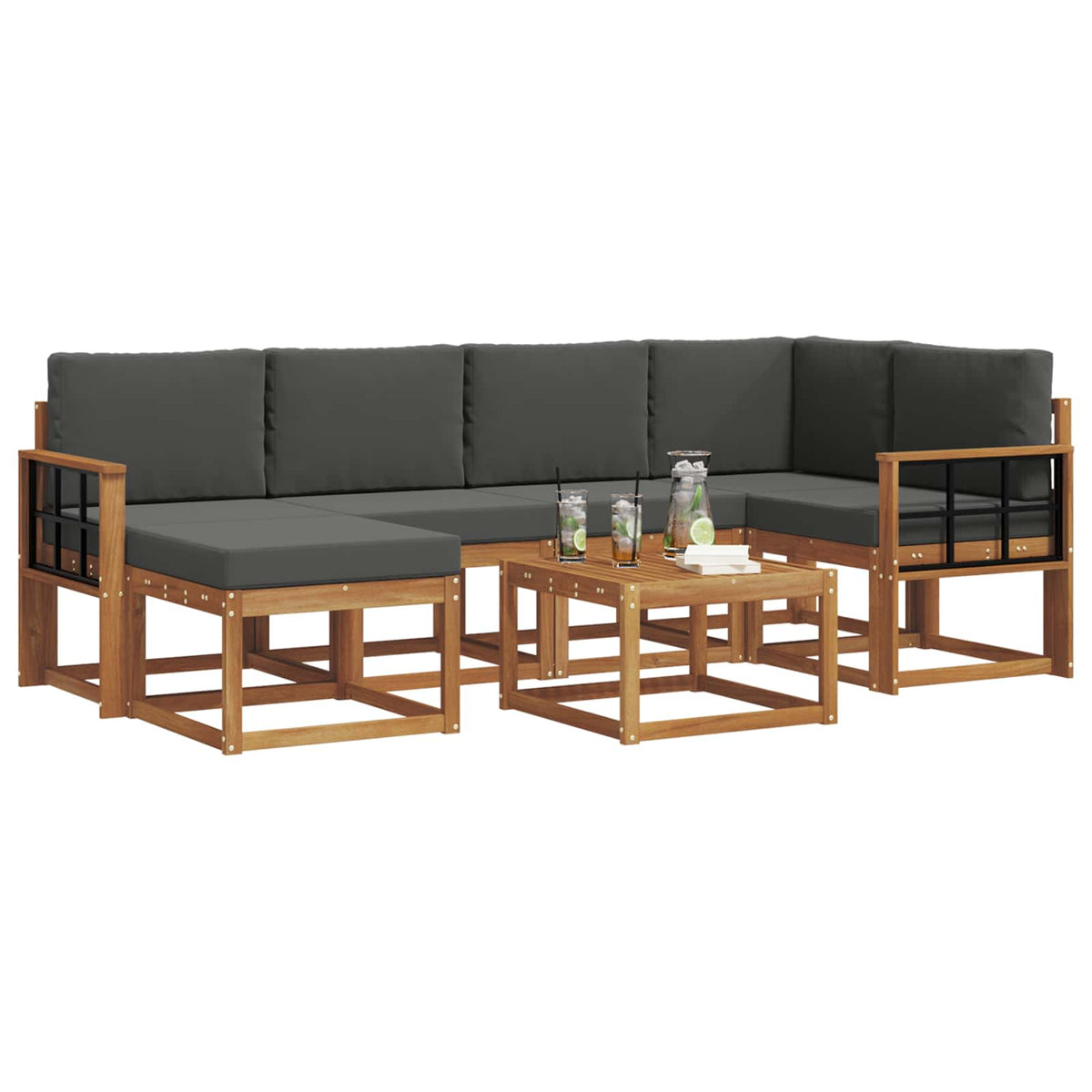 Set vanjskih sofa 7 kom. Prirodna i antracit
