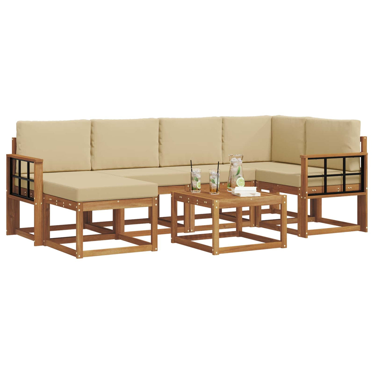 Set vanjskih sofa 7 kom. Prirodna i bež