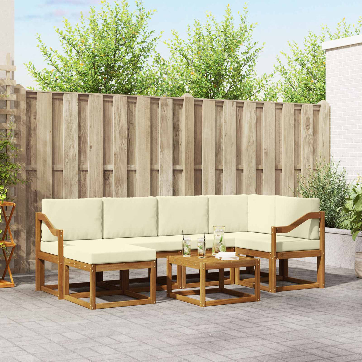 Set vanjskih sofa 7 kom. Prirodna i krem