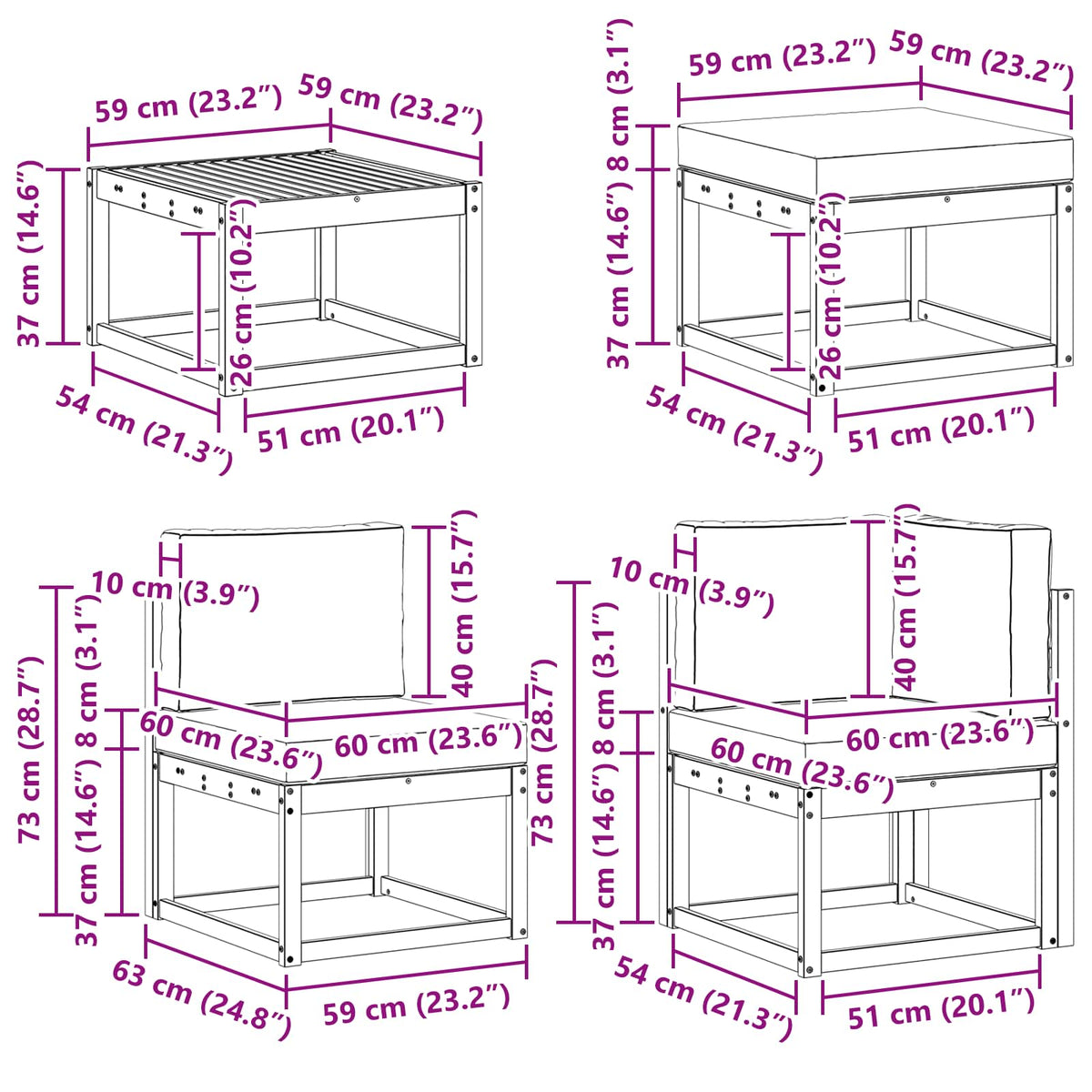 Set vanjskih sofa 7 kom. Prirodna i krem
