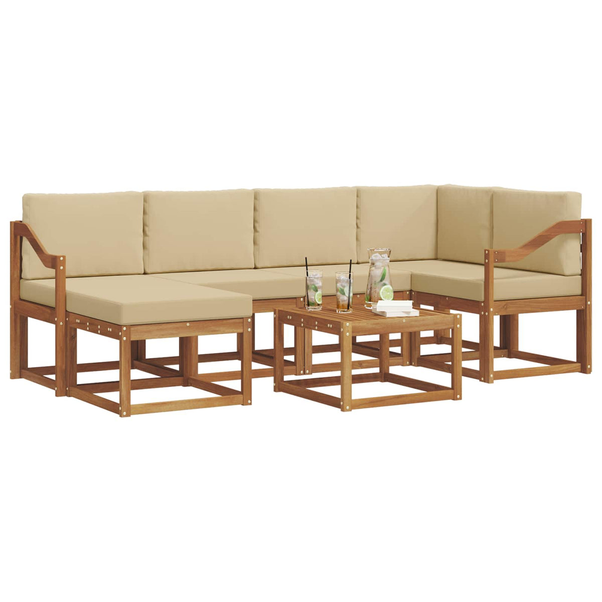 Set vanjskih sofa 7 kom. Prirodna i bež