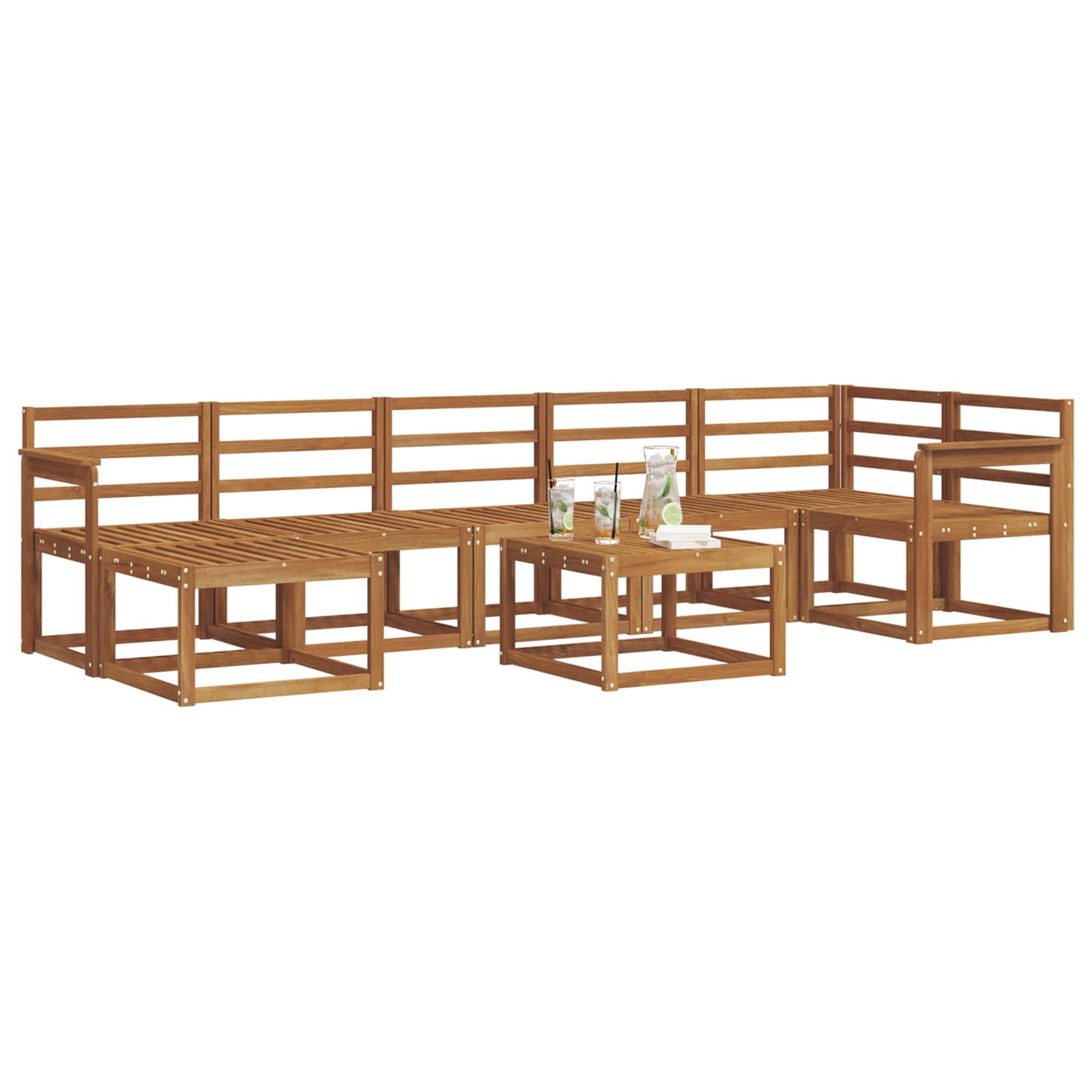 Set vanjskih sofa 8 pcs Prirodna Čvrsto drvo akacije