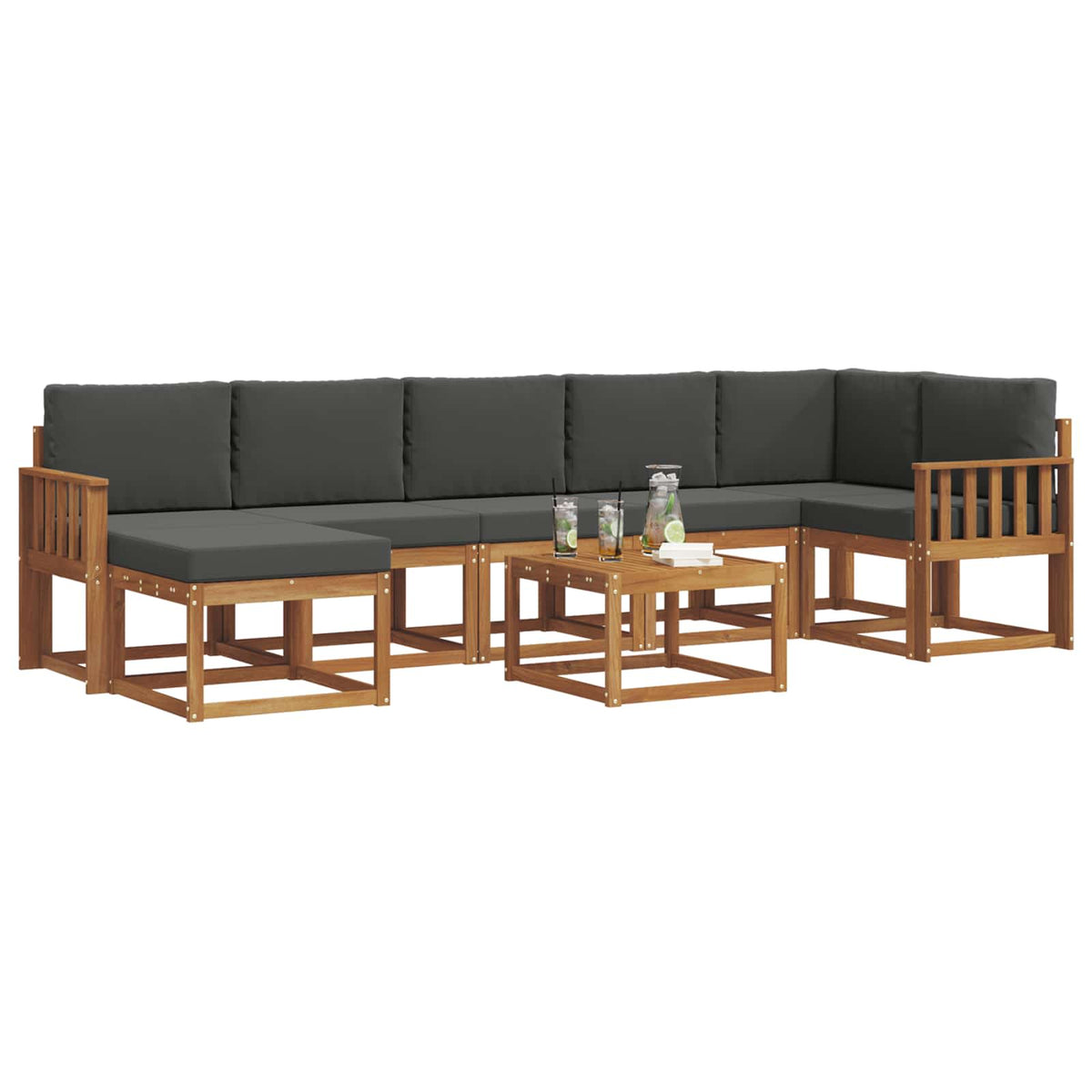 Set vanjskih sofa 8 kom. Prirodna i antracit