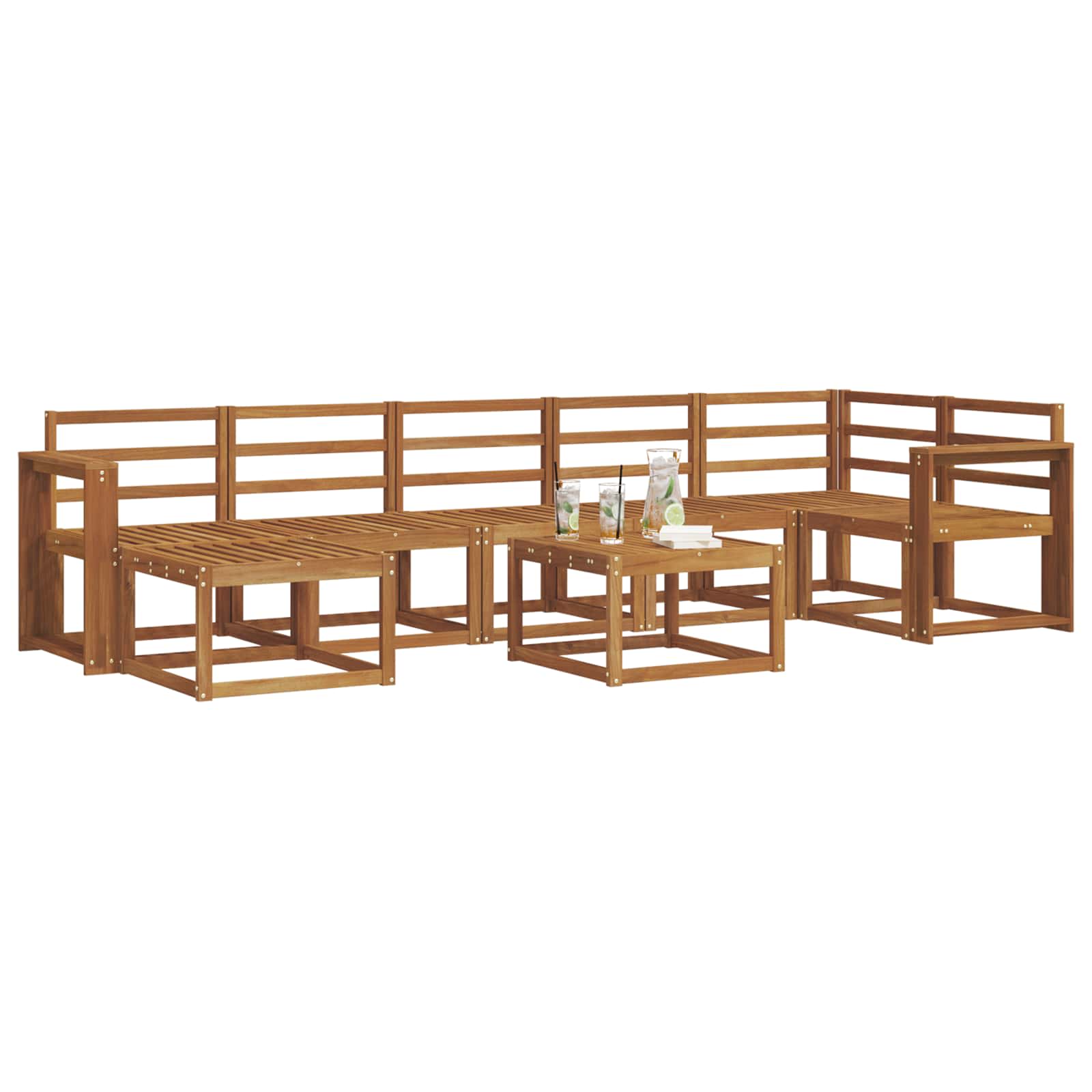 Set vanjskih sofa 8 pcs Prirodna Čvrsto drvo akacije