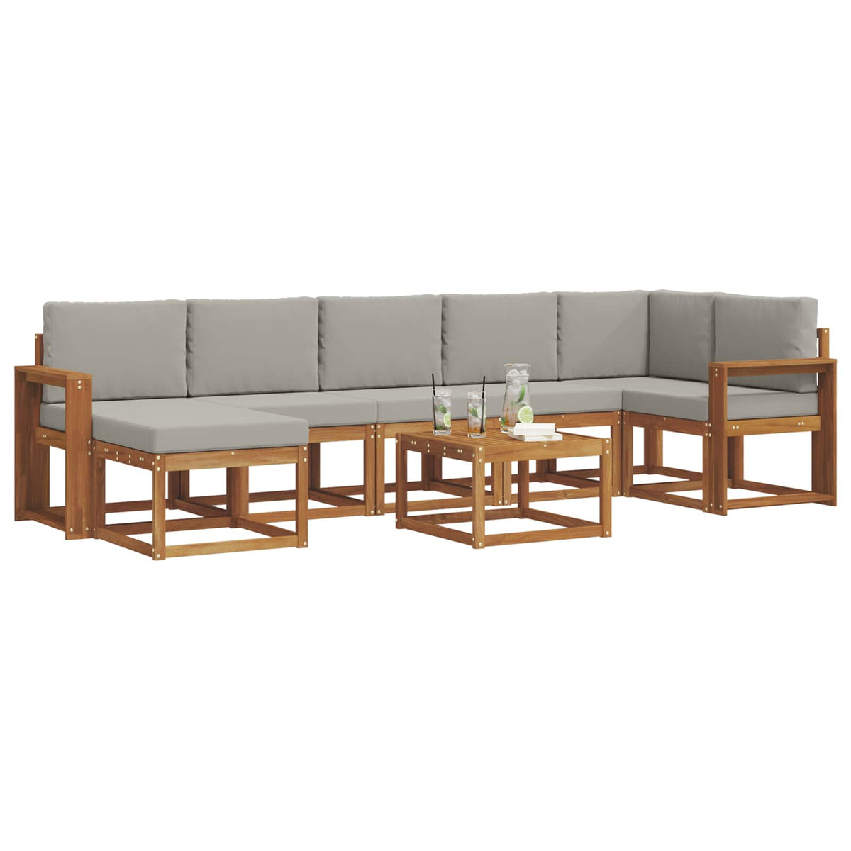 Set vanjskih sofa 8 kom. Prirodna i svijetlo siva