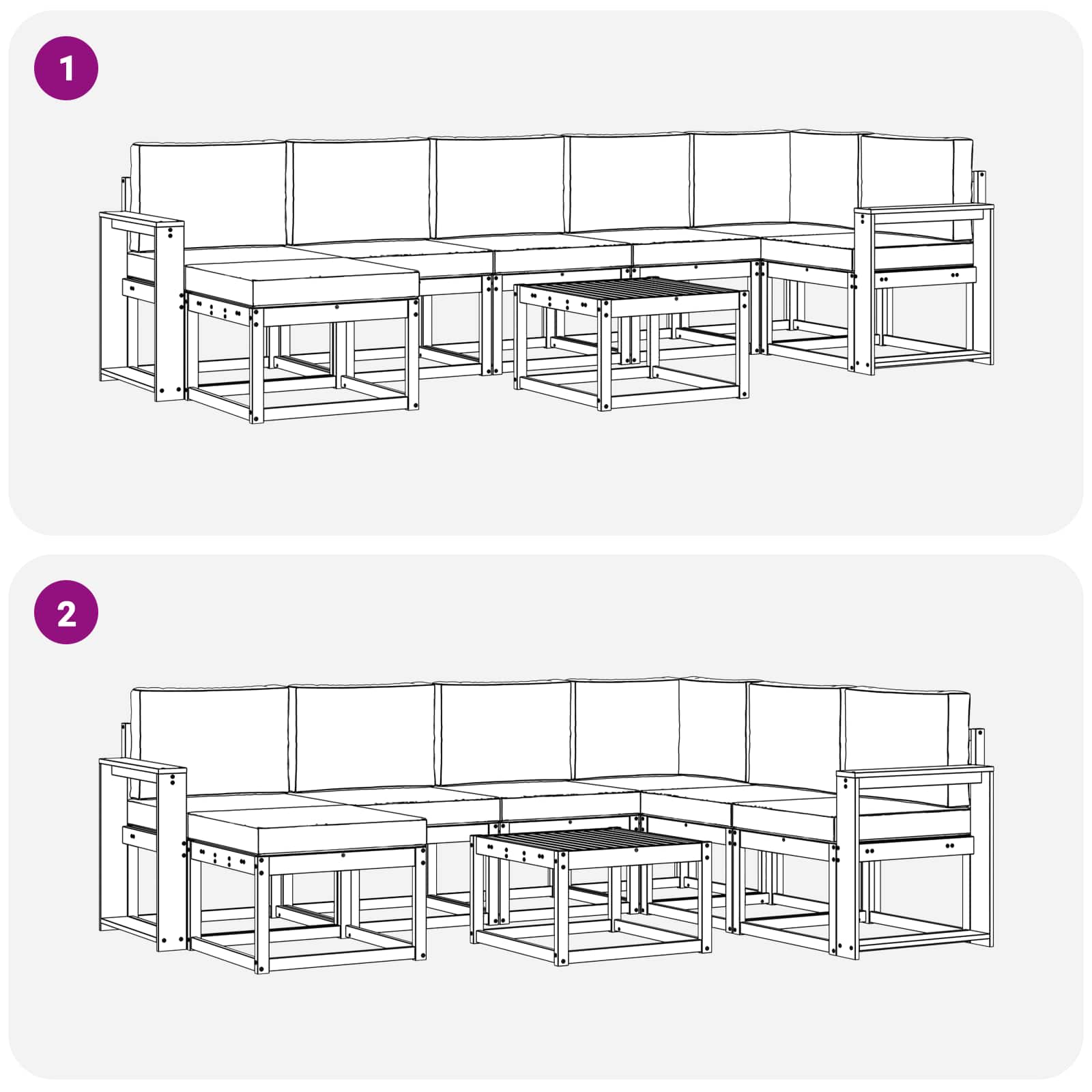 Set vanjskih sofa s jastukom 8 pcs Prirodna i antracit