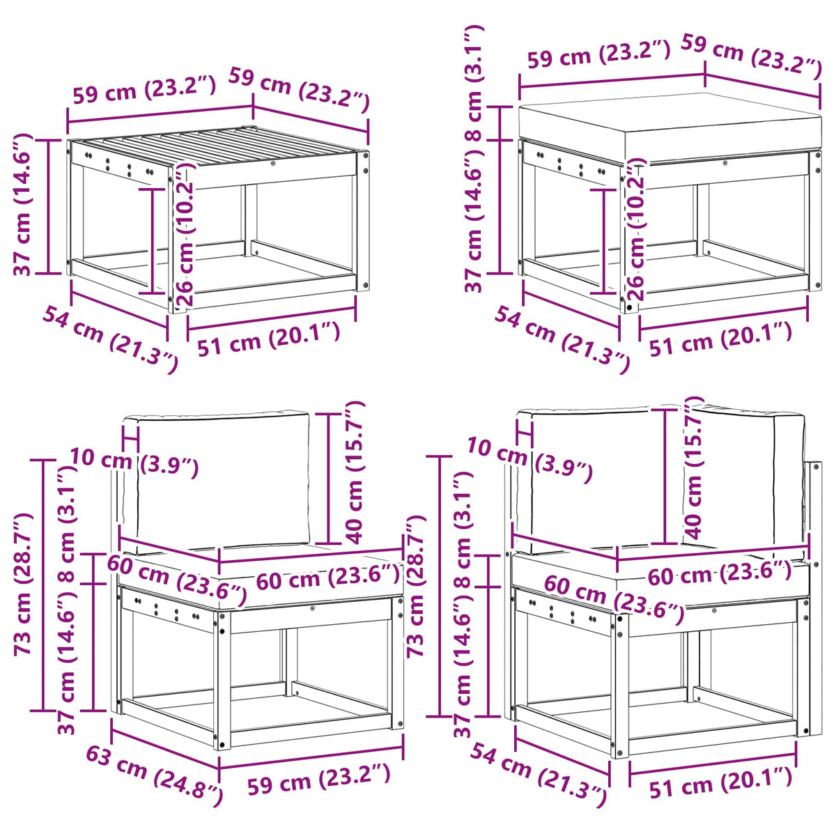 Set vanjskih sofa 8 kom. Prirodna i bež