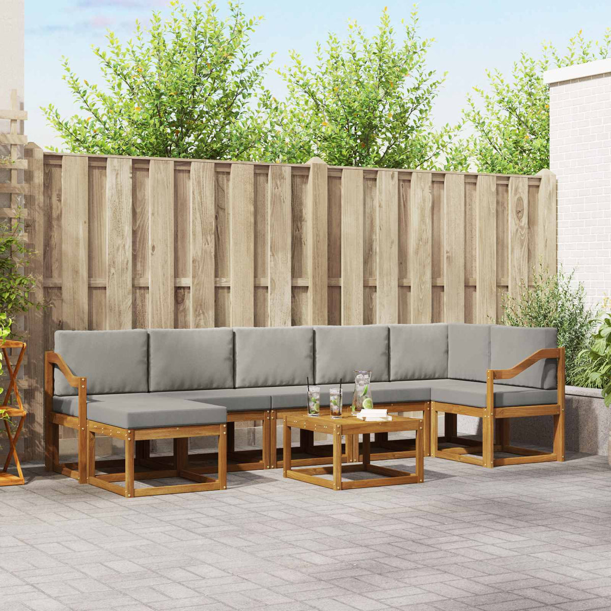 Set vanjskih sofa 8 kom. Prirodna i svijetlo siva