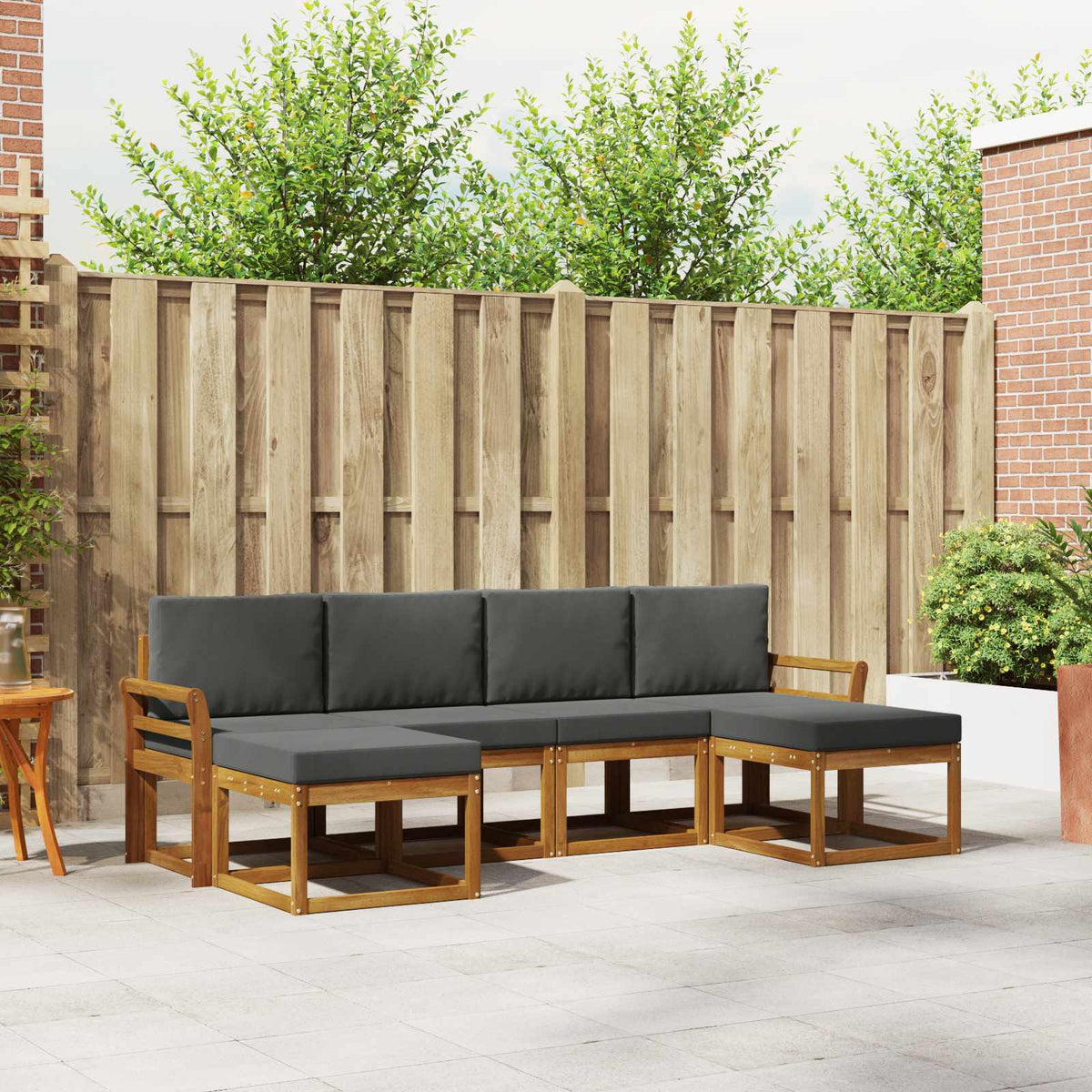 Set vanjskih sofa s jastukom 6 pcs Prirodna i antracit
