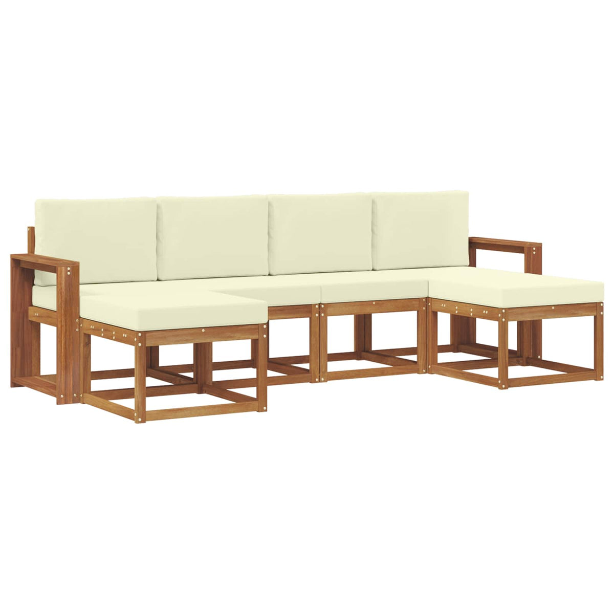 Set vanjskih sofa 6 kom. Prirodna i krem Smeđa 257 x 122,5 x 73 cm
