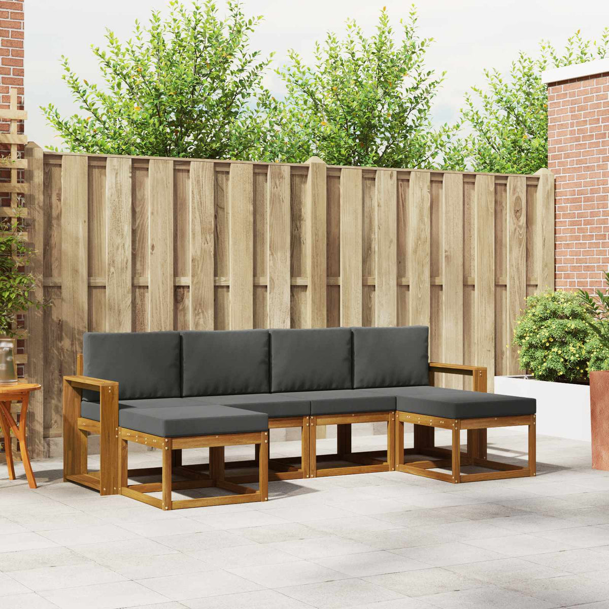 Set vanjskih sofa s jastukom 6 pcs Prirodna i antracit