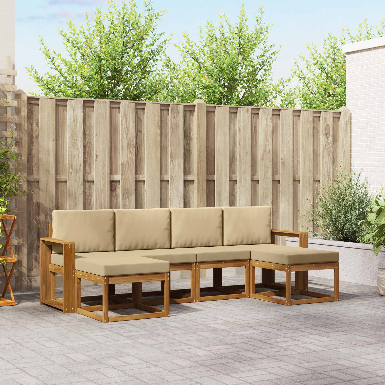 Set vanjskih sofa 6 pcs Prirodna i bež Konstruirano drvo